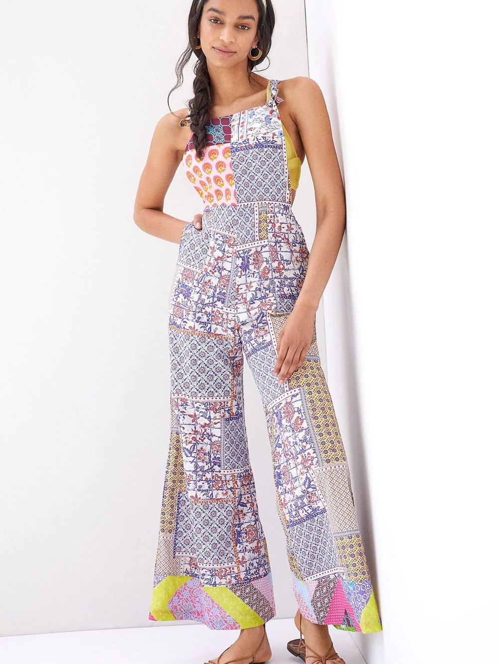 Anthropologie Patchwork Print Wide-Leg Jumpsuit/Overalls - Multicolor - Picture 2 of 15